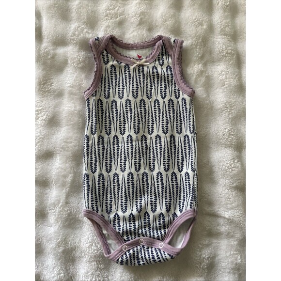 Pink Chicken 3-6 Months Baby Bodysuit Purple Sleeveless Snaps Scalloped - Picture 1 of 7